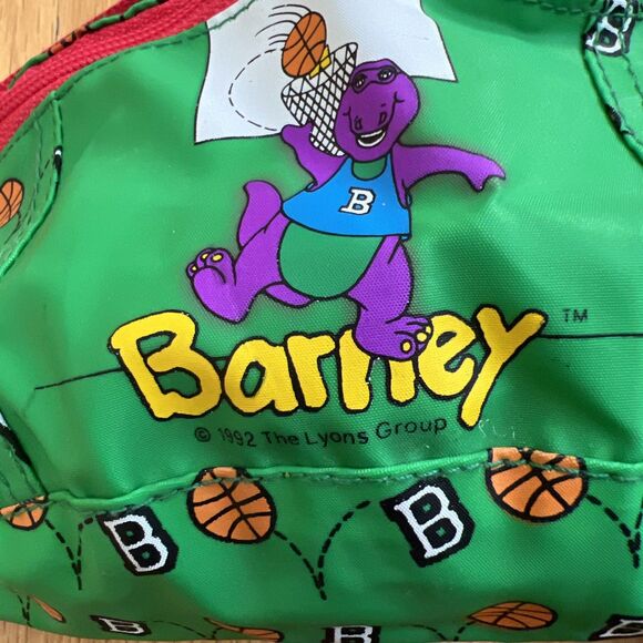 Vintage Barney Dinosaur 1992 Lyons Group Vinyl Belt Bag Fanny Pack Basketball - Picture 3 of 6